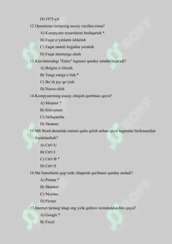 Informatika fanidan 101 ta test 3
