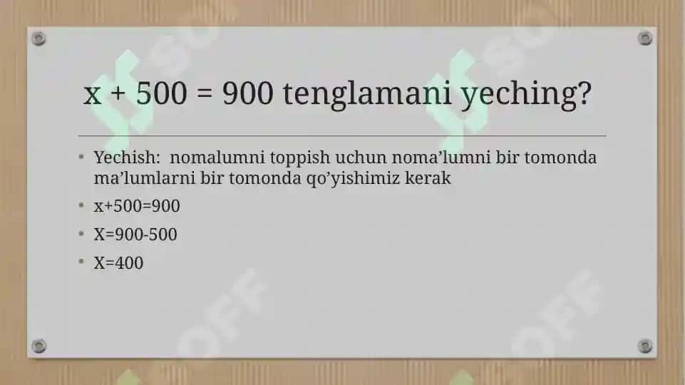 Tenglamalarni yechishga o‘rgatish metodikasi 4
