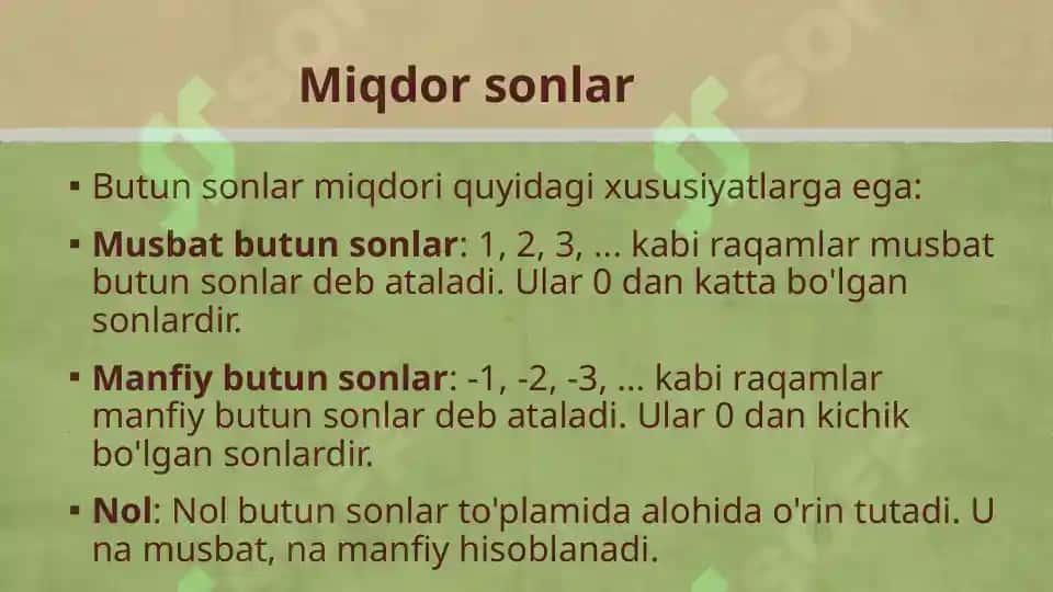 **Tartib va miqdor butun sonlar. Kim kimovaning tayyorlagan taqdimoti** 3