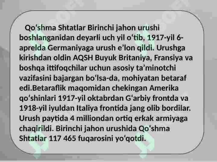 Amerika Qo'shma Shtatlarining Birinchi Jahon urushidan so‘ng iqtisodiy rivojlanishi 5
