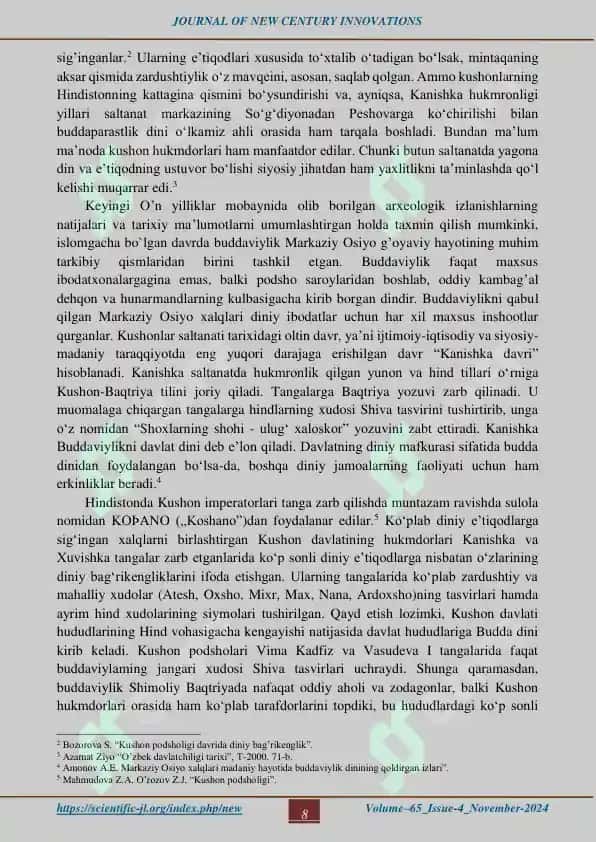 Kushon Podsholigi Buddizmning Tutgan O'rni 2