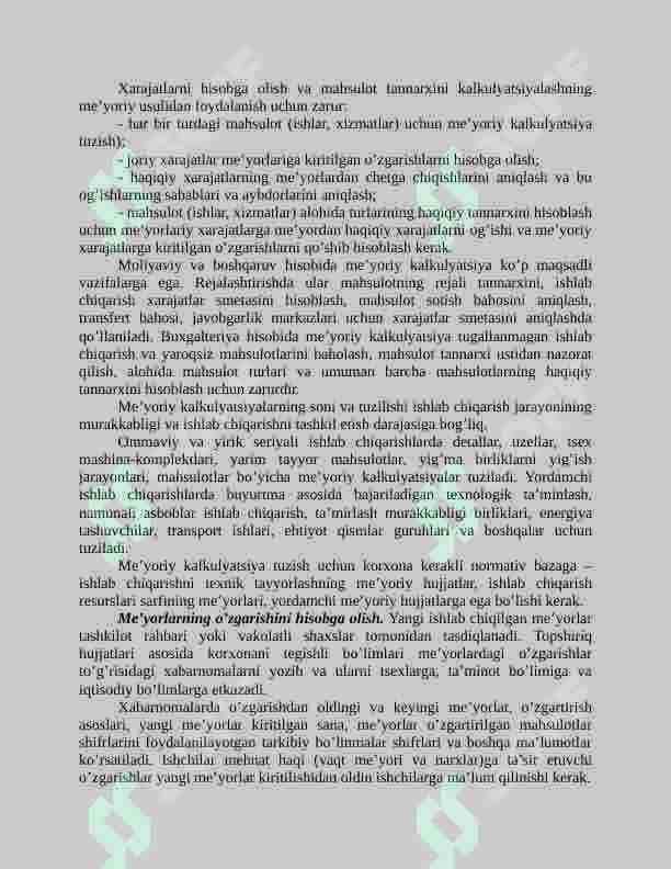 Mahsulot tannarxini hisoblash usullari 7