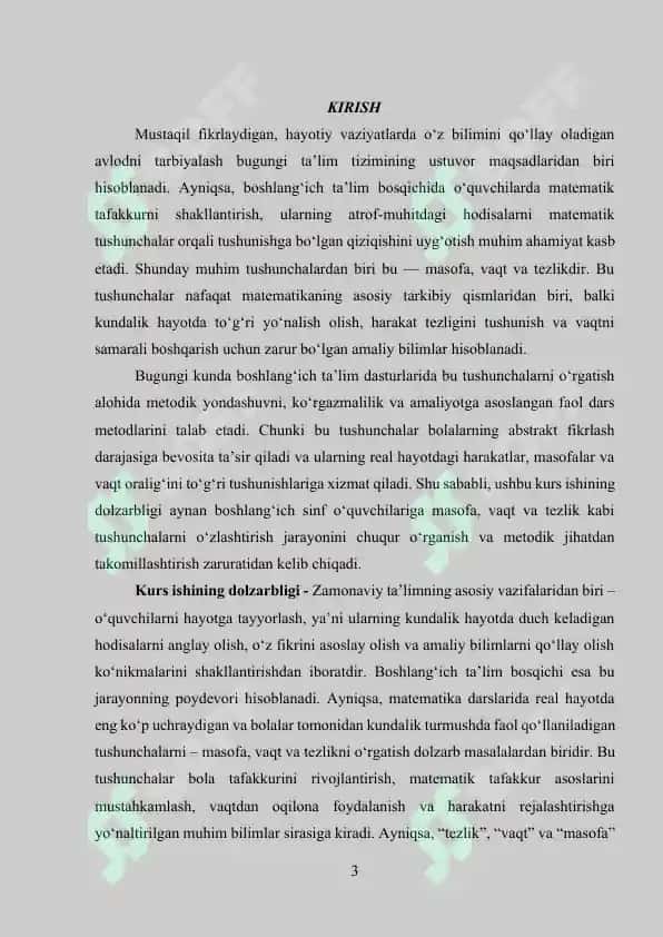 Harakatga doir masalalar. Vaqt, masofa, tezlik, o‘rtacha (Turg‘un suvdagi tezlik) tezlikni topishga doir masalalalar yechishga o’rgatish 3