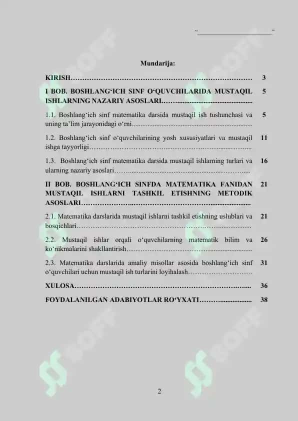 Boshlang‘ich sinflarda matematika darslarida o‘quvchilarning mustaqil ishlarini tashkil 'etish va ularni o‘tkazish 2