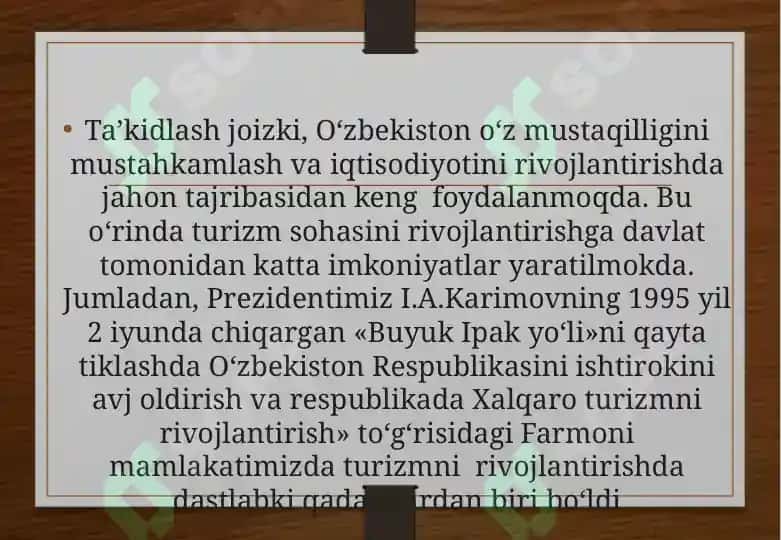O'zbekistonning turistik imkoniyatlari va yo'nalishlari 3