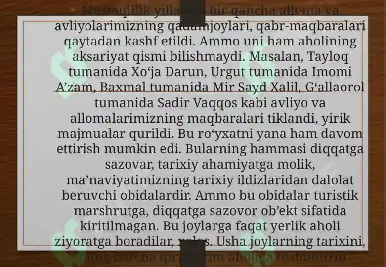 O'zbekistonning turistik imkoniyatlari va yo'nalishlari 6