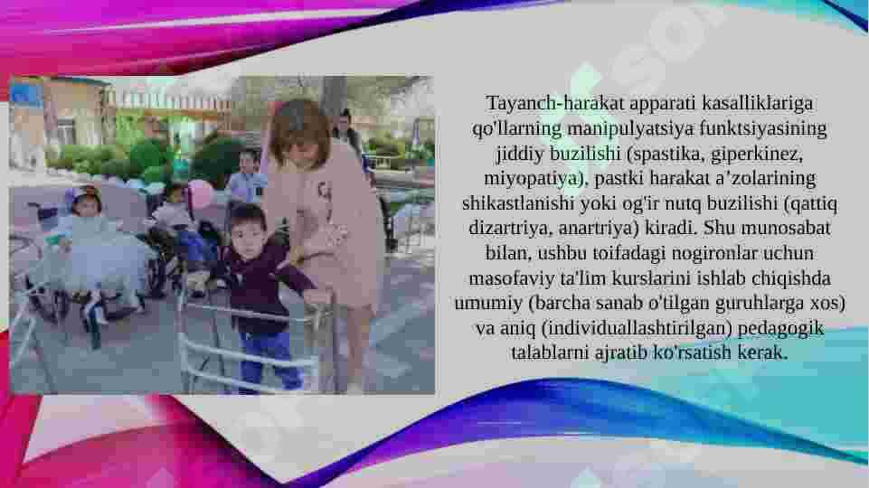 Tayanch-harakat apparati funksiyalari buzilgan bolalar bilan tuzatuvchi ishlarning mazmuni va metodikasi 3