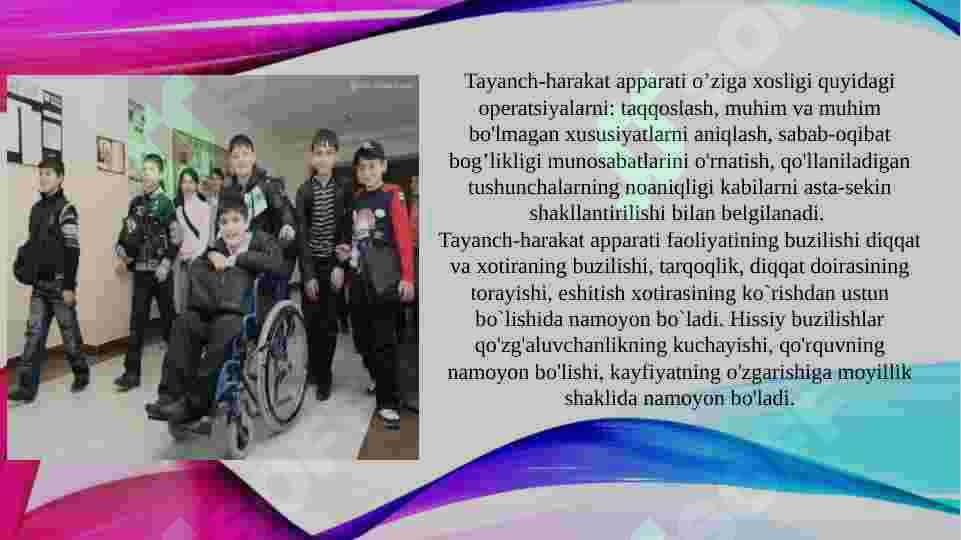 Tayanch-harakat apparati funksiyalari buzilgan bolalar bilan tuzatuvchi ishlarning mazmuni va metodikasi 6