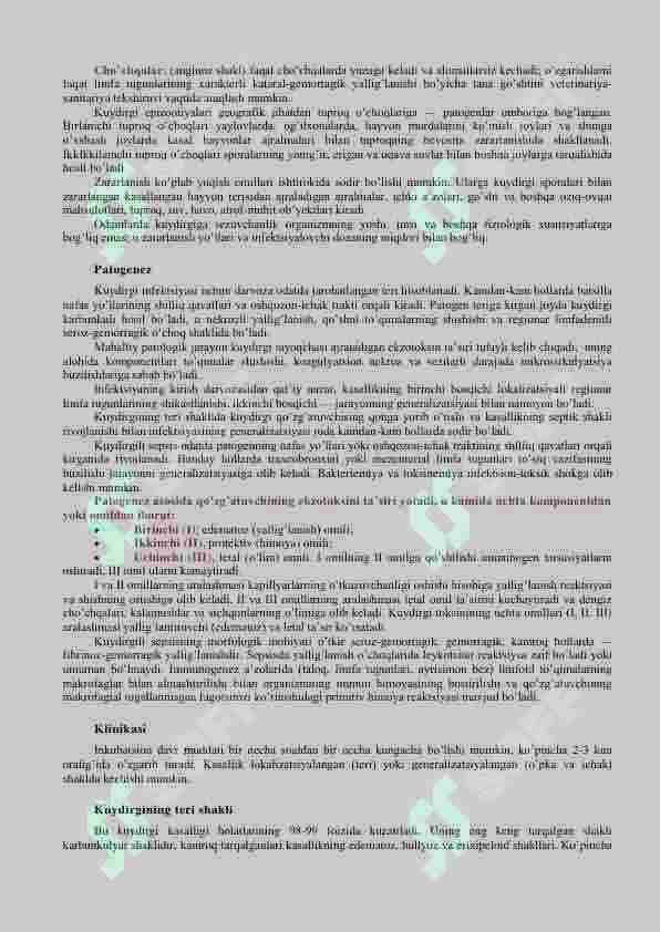 Patogen o'ta xavfli bakteriyalar. Kuydurgi, vabo qozgatuvchilari 2