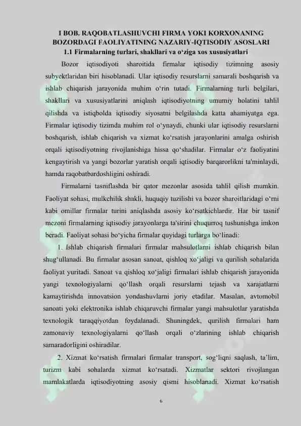 Global moliyaviy inqiroz sharoitida raqobatlashuvchi firmaning foydasi va daromadlari 6