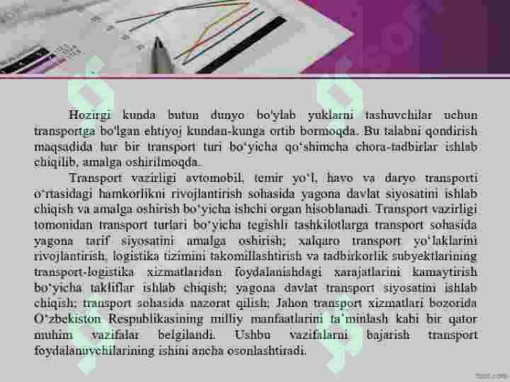 YUKLARNI ETKAZISH JARAYONIDA TRANSPORT TURLARINI TANLASH VA ULARNING HAMKORLIKLARINI TA’MINLASH 3
