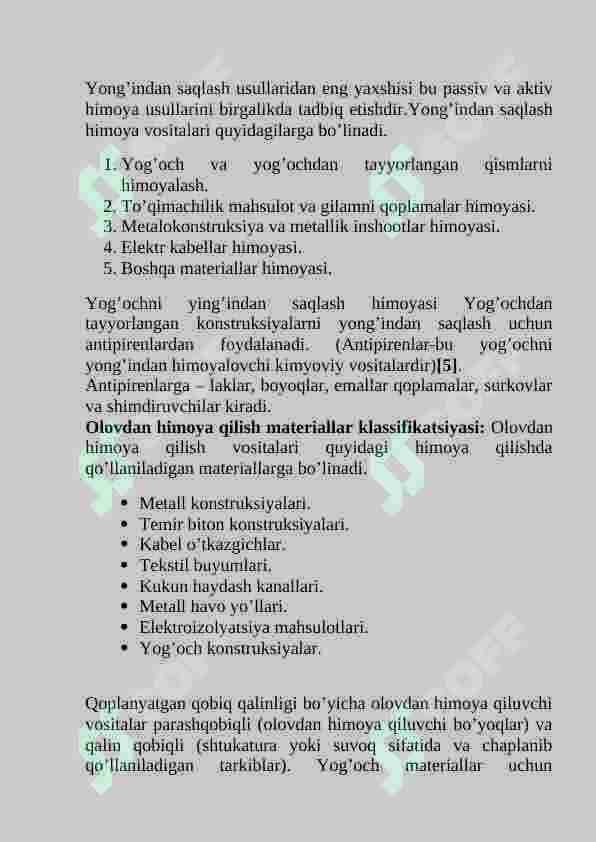 Yog‘och konstruksiyalarning olovga bardoshlilik chegarasini oshirish va ularni olovdan himoyalash usullari. 8