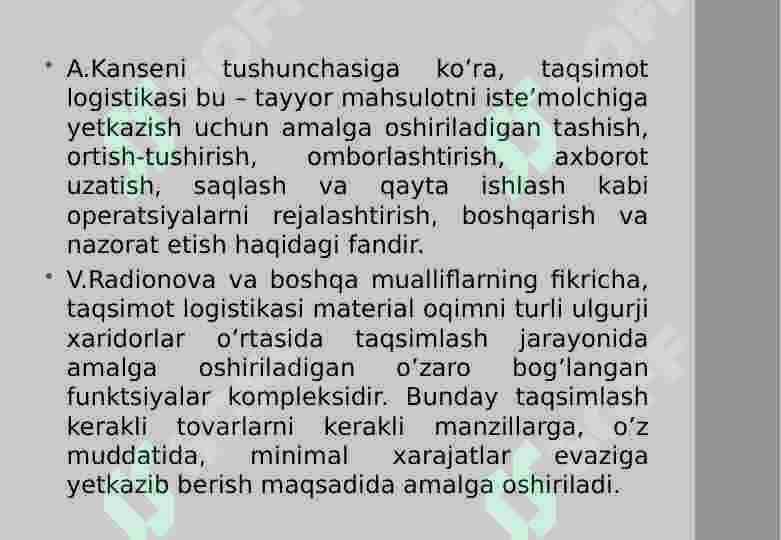 Transport kompaniyasida omborni tashkil qilish va ombor jarayonlarini boshqarish faoliyati 8