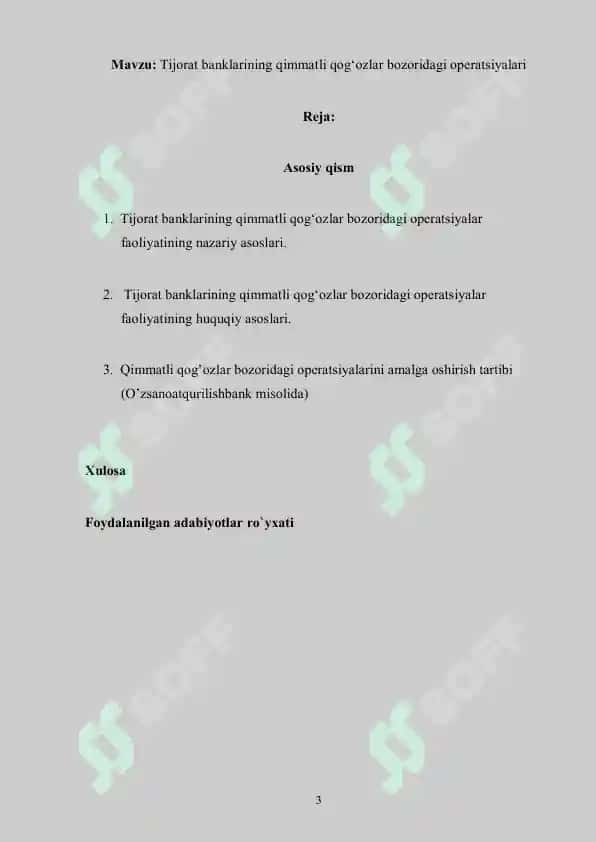 Tijorat banklarining qimmatli qog‘ozlar bozoridagi operatsiyalari 3