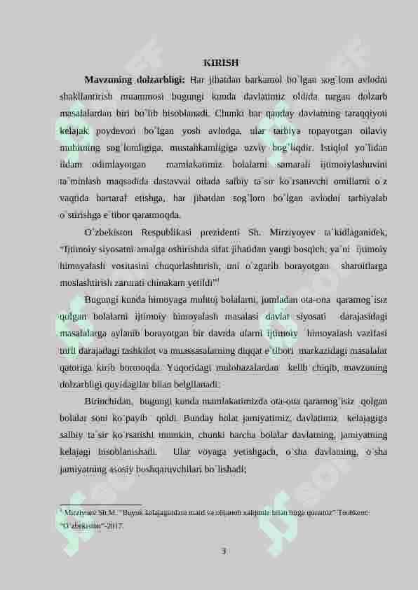 Ota ona qaramog'ida bo`lmagan bolalar bilan ijtimoiy pedagogik faoliyat yuritish 3