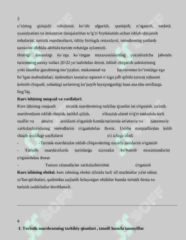 TURISTIK MARSHRUTNING TARKIBIY QISMLARI VA  MARSHRUTDA XIZMATLAR KOʻRSATISHNI TASHKIL QILISH 4