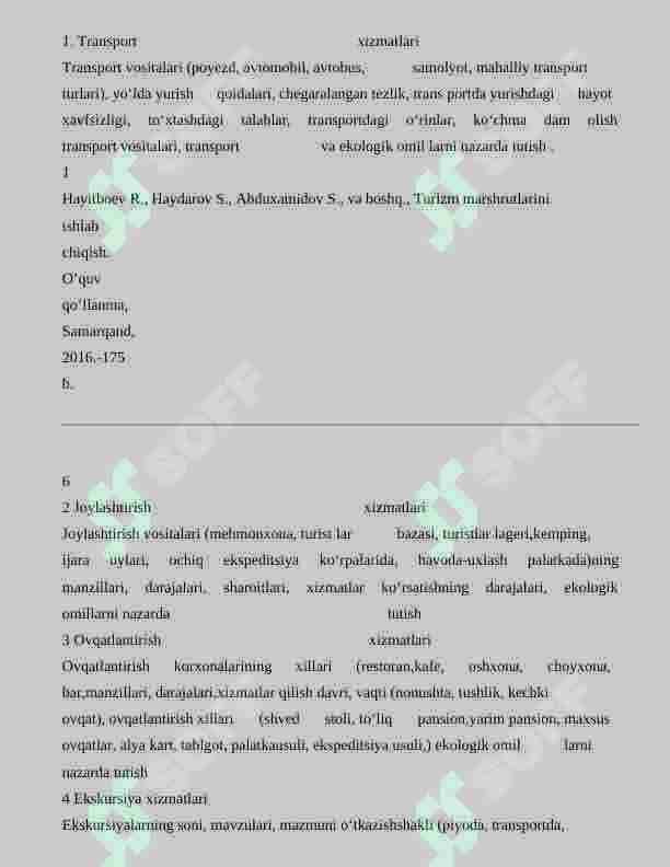TURISTIK MARSHRUTNING TARKIBIY QISMLARI VA  MARSHRUTDA XIZMATLAR KOʻRSATISHNI TASHKIL QILISH 7