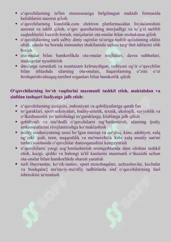 yuqori sinflar uchun sinf rahbarlik daftari 7