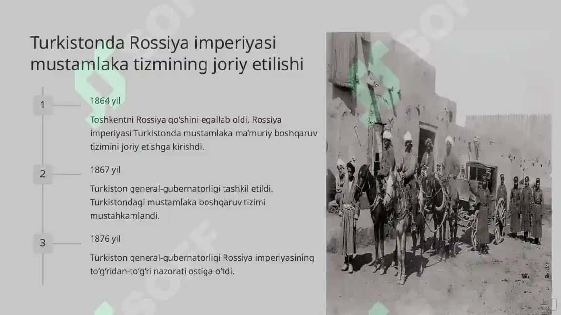 Rossiya imperiyasining Turkistondagi mustamlaka siyosati va xalq ozodlik harakatlari 2