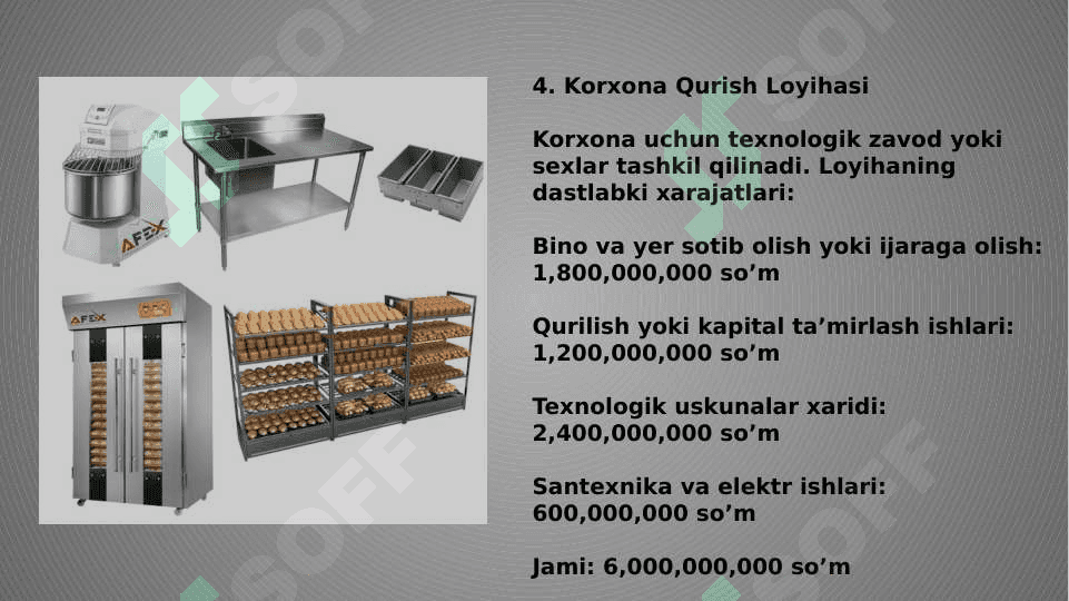 Milliy shirinliklar ishlab chiqaruvchi korxona tashkil qilish uchun biznes reja. (mavzu asosida loyiha ishi) 8
