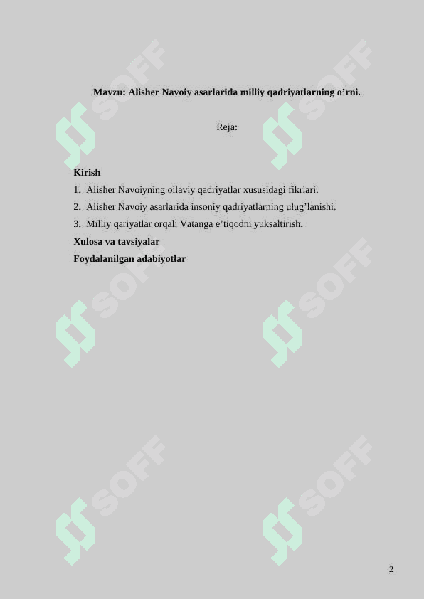 Alisher Navoiy asarlarida milliy qadriyatlarning o’rni 2
