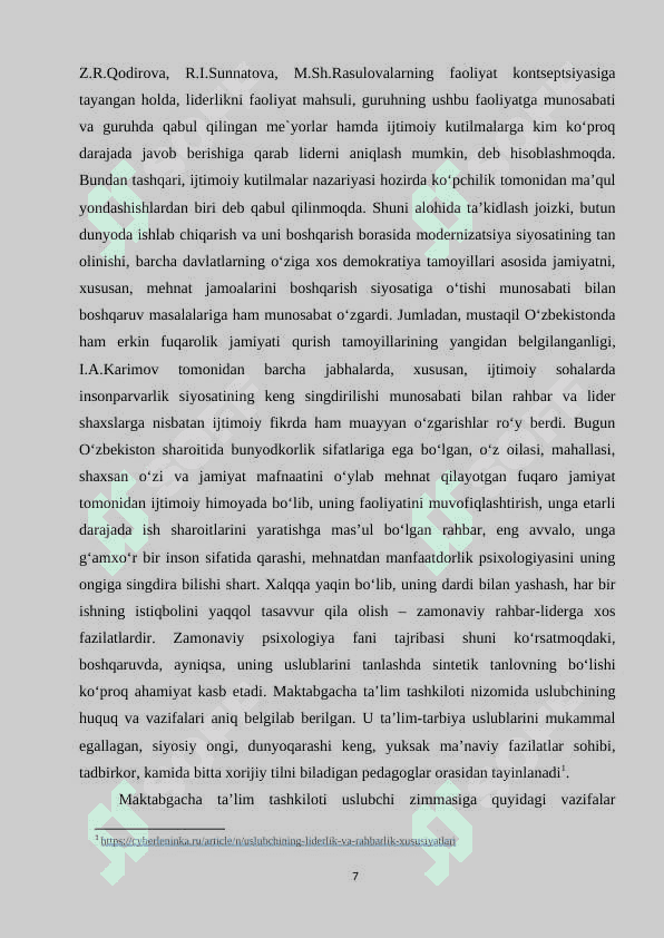 Maktabgacha ta’lim muassasasi uslubiy boshqaruvida uslubchi faoliyatining o’ziga xos xususiyatlari 6