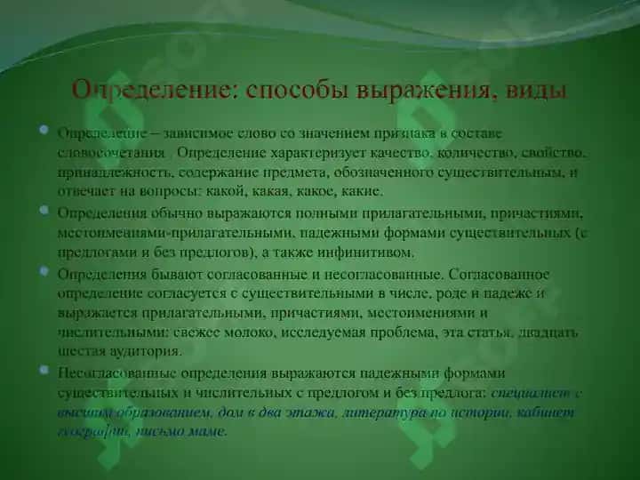 Выражение определительных отношений в простом предложении 2