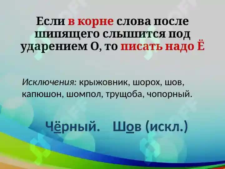 Гласные после шипящих и Ц 2