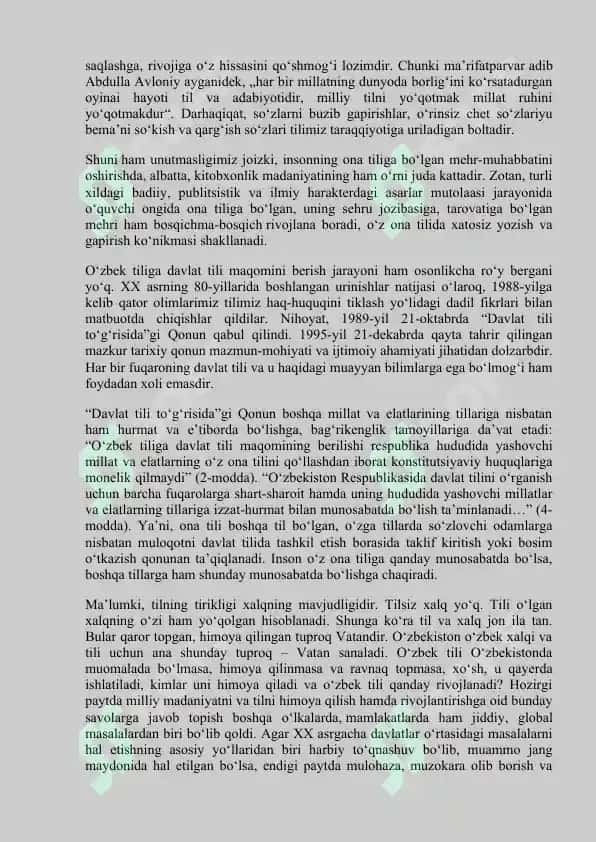 O‘zbek tili ijtimoiy vazifalarining kengayishi: Jamiyatdagi o‘zgarishlar va til rivoji 3