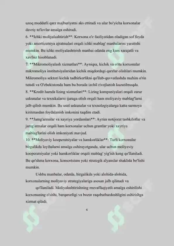 Investitsiya loyihalarini moliyalashtirishning mazmuni va mohiyati 6