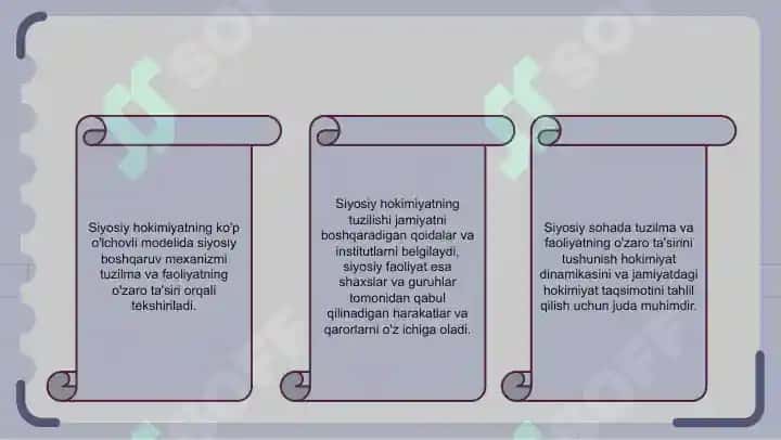 Siyosiy hokimiyatning ko'p o'lchovli modeli 6
