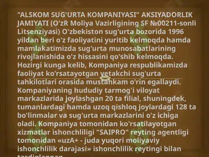ALSKOM SUG'URTA KOMPANIYASI 2