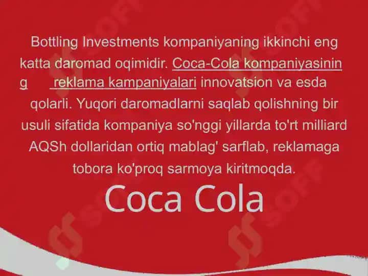Coca-cola kompaniyasining kelib chiqish tarixi 8