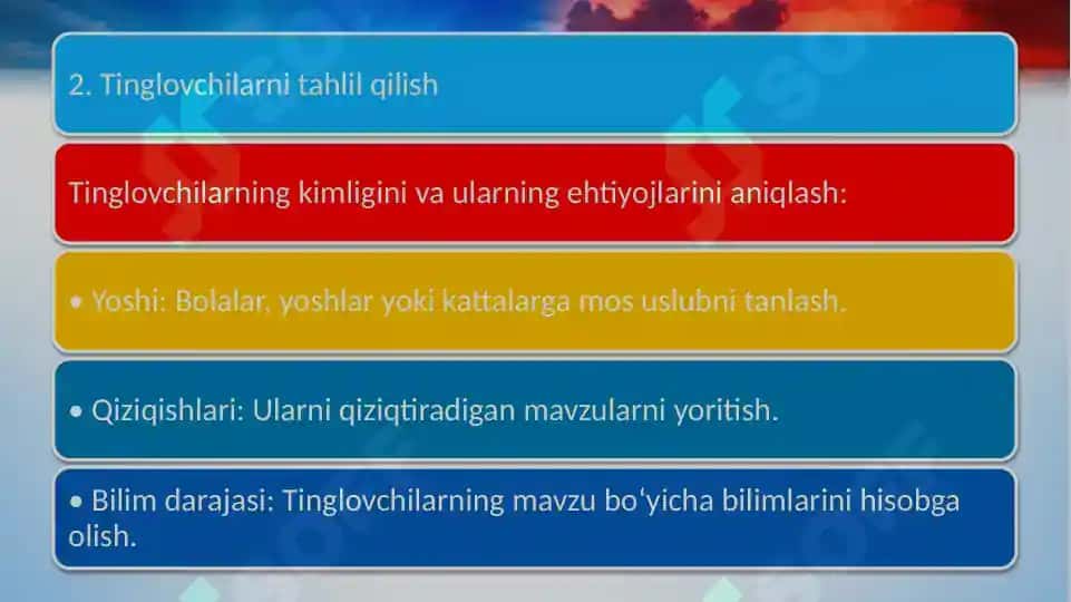 Ommaviy nutq tayyorlash qoidalari 2