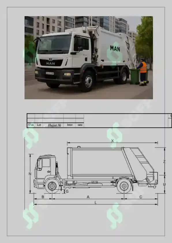 MAN CLA 16.220 4X2 BB CS03 bazasidagi chiqindi tashuvchi avtomobil texnologik jihozi hisobi 8