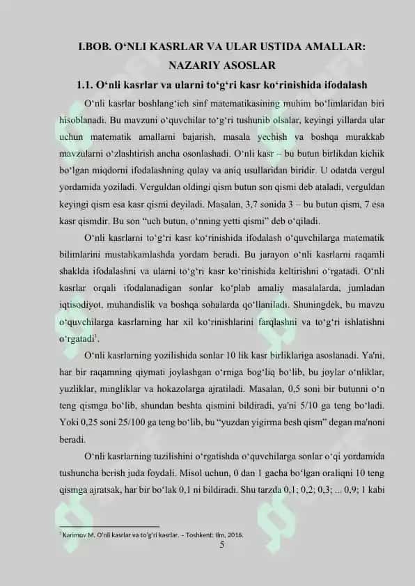 O‘nli kasrlar ustida arifmetik amallar 5