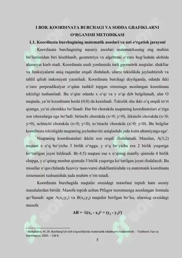 Koordinata burchagi. Sodda grafiklar, diagrammalar, jadvallar. Simmetriya 5