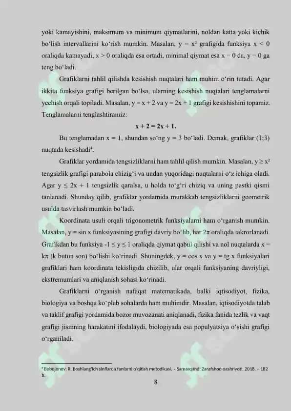 Koordinata burchagi. Sodda grafiklar, diagrammalar, jadvallar. Simmetriya 8