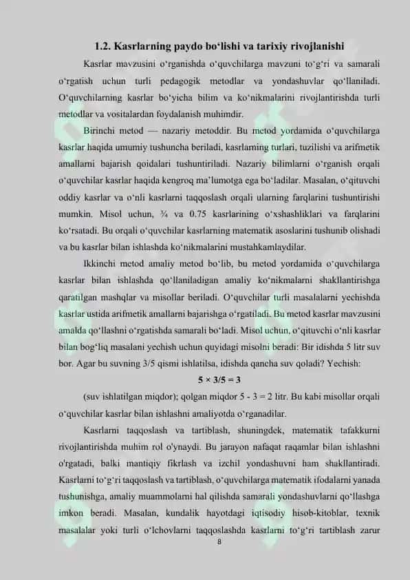Kasrlar ustida arifmetik amallar 8