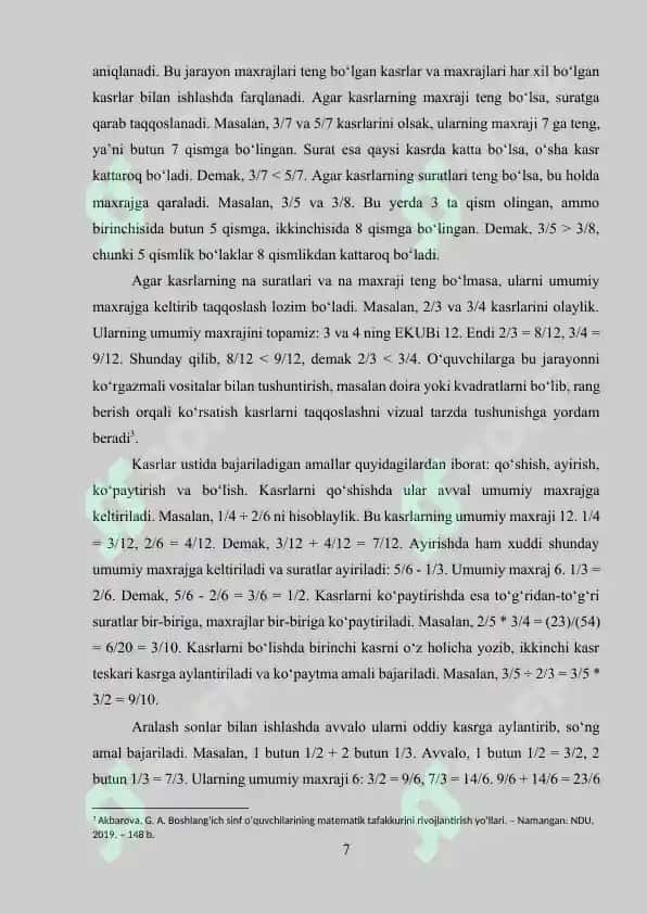 Kasr tushunchasi bilan tanishtirish metodikasi 7