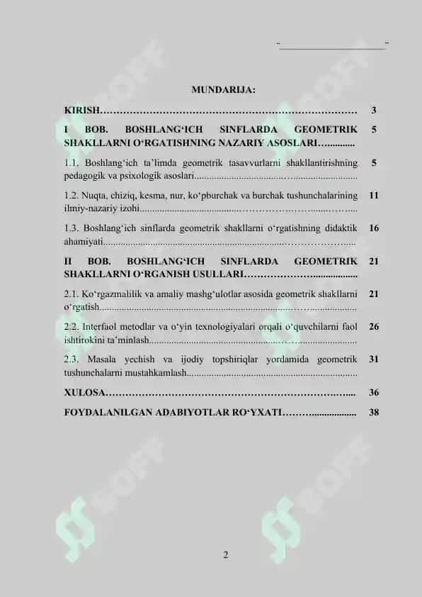Boshlang‘ich sinflarda geometrik shakllarni (nuqta, chiziq, kesma, nur, ko‘pburchak, burchak) o‘rganish usullari. 2