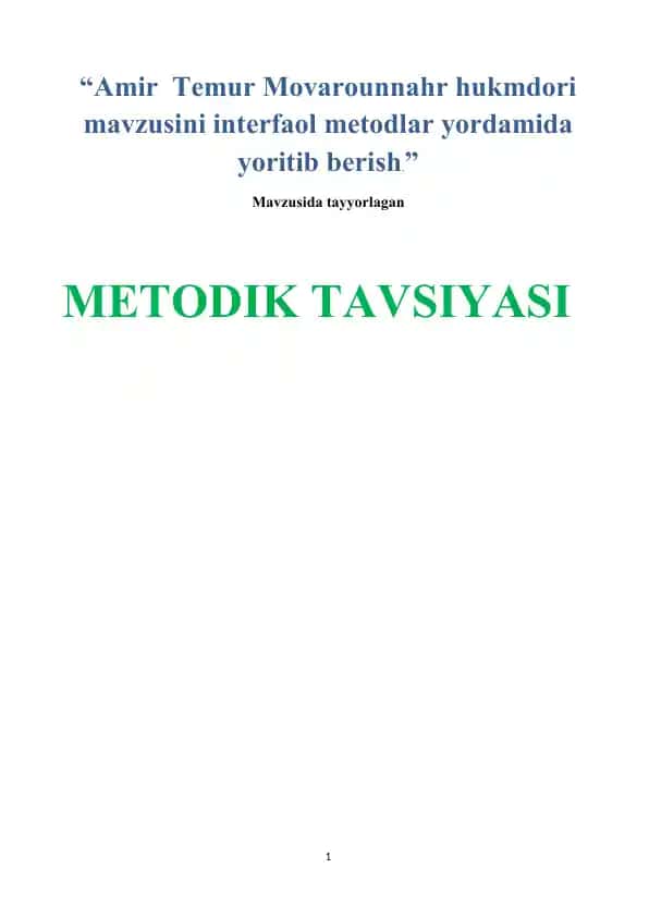 Tarix metodik tavsiya