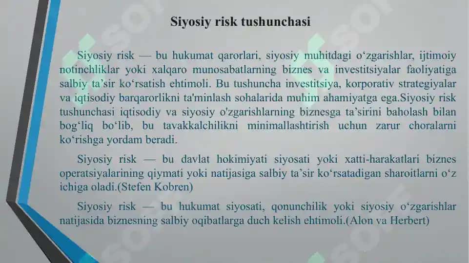 Siyosiy risk siyosatshunoslikda yo’nalish sifatida 3