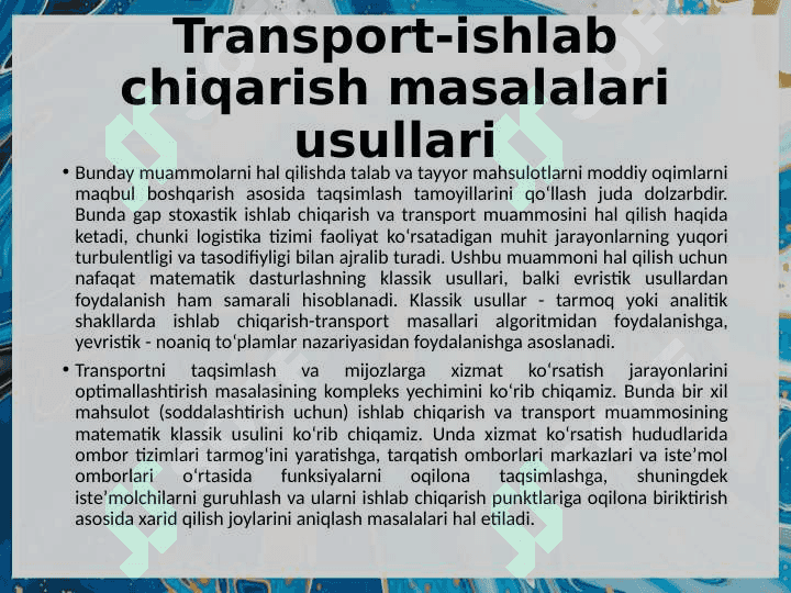 TRANSPORT KOMPANIYASIDA ZAHIRALARNI BOSHQARISH 3