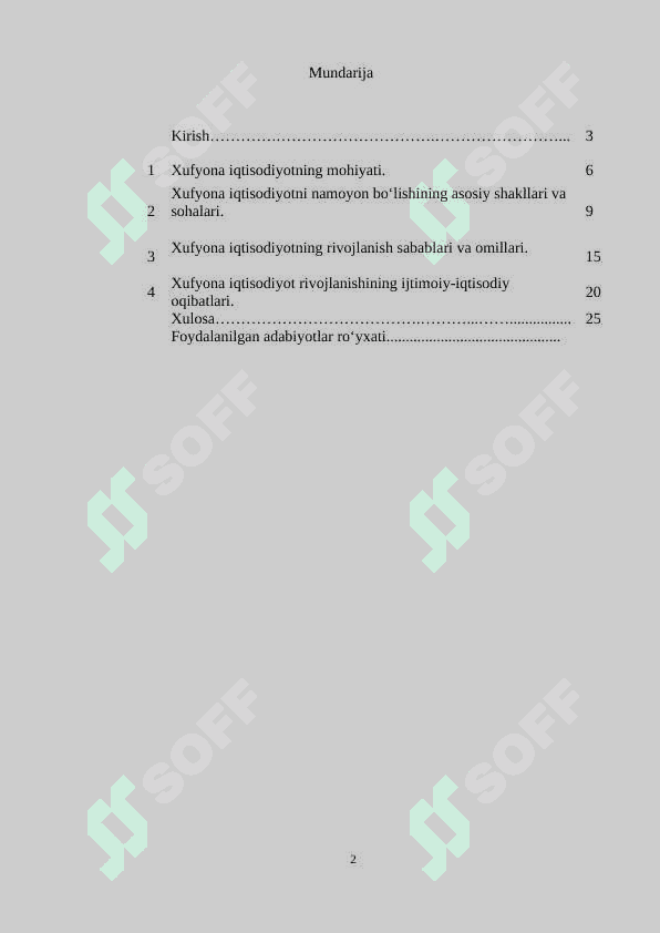Xufyona iqtisodiyot tarkibi, xufyona iqtisodiyot faoliyatining oqibatlari 2