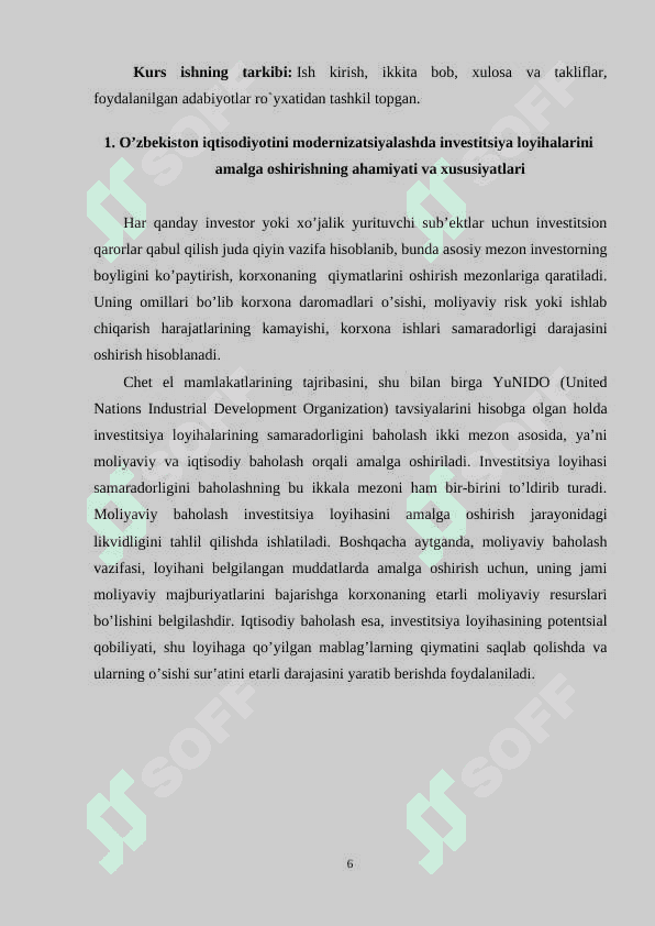Investitsion loyiha, uning samaradorligini hisoblash 6