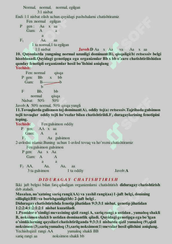 Genetikadan masalalar yechish usullari 6