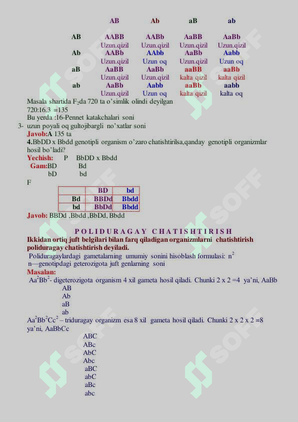 Genetikadan masalalar yechish usullari 8