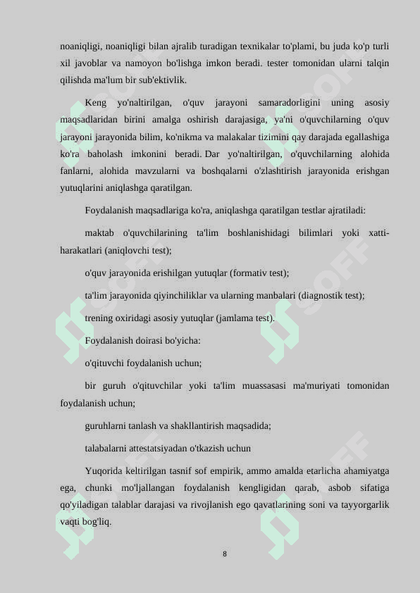 3-sinfda o’quvchilar bilimini nazorat qilishda testlardan foydalanish metodikasi 8