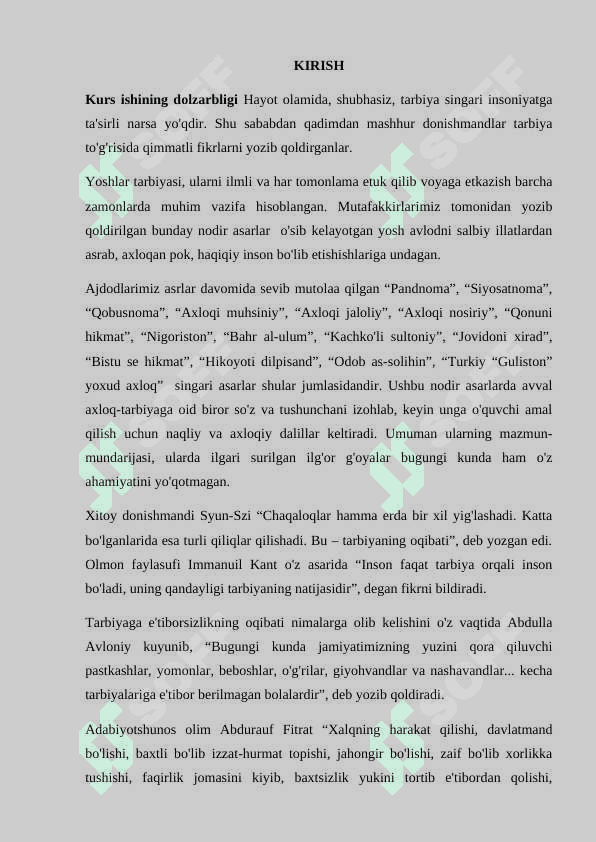 ABDULLA AVONIYNING  TURKIY GULISTON  YOXUD AXLOQ ASARINING KOMIL INSON TARBIYASIDAGI O`RNI 2